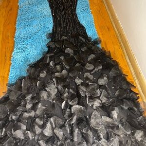 Elegant Black Gown with Floral Details